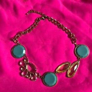 Gold and blue statement necklace